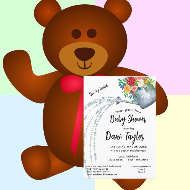 Convite Águas Rásticas Bonitas Podem Chá de fraldas Floral (Criador carregado)