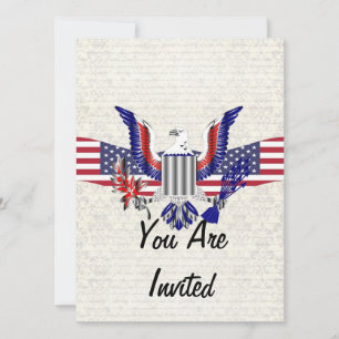 Convite Águia americana patriótica e bandeira