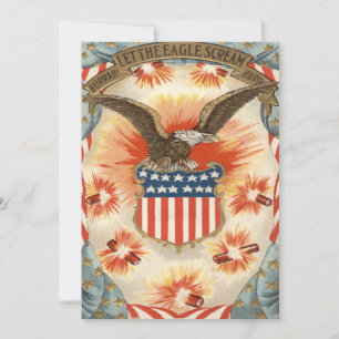 Convite Águia Careca Bandeira Americana Escudo Fogos de Ar