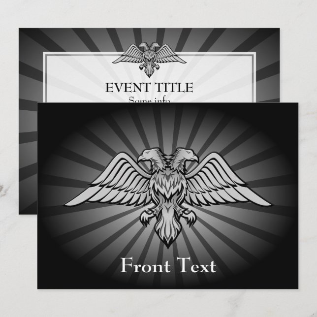 Convite Águia cinza com duas cabeças (Frente/Verso)