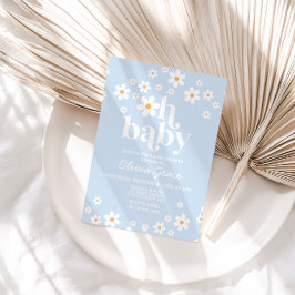 Convite Ah, Bebê! Chuveiro de Bebê azul pálido Daisy