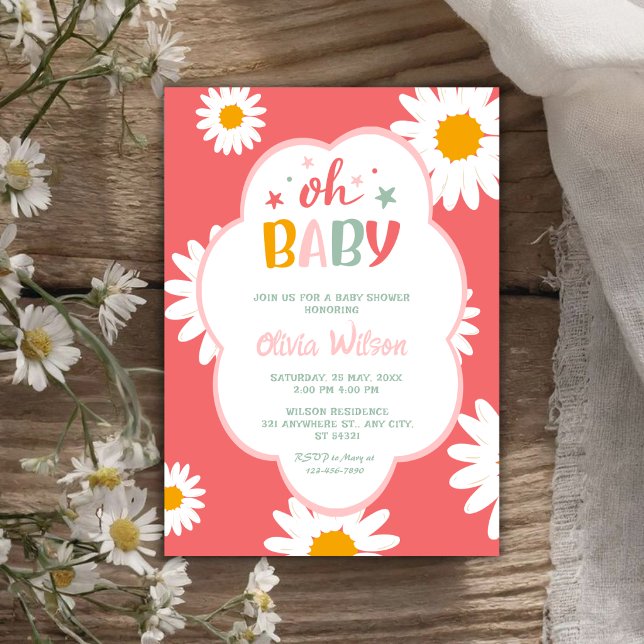 Convite Ah Bebê Lindas Flores Menina Bebê Chuveiro (Criador carregado)