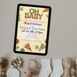Convite Ah, Bebê, Pizza e Chupetas Chá de Bebê