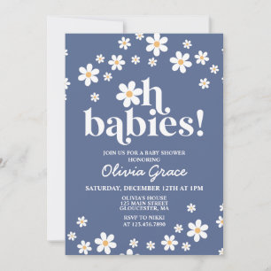 Convite Ah Bebês! Daisy azul marinho Chamada de Bebê
