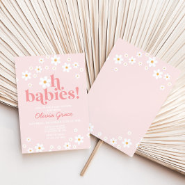 Convite Ah Bebês! Daisy Rosa Churrasco de Bebê Retrô