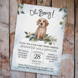 Convite Ah, garoto! Chá de fraldas Cachorro Cachorro Puppy