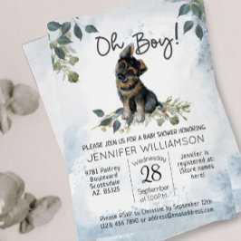 Convite Ah, garoto! Chá de fraldas de Aquarela de Pup do g