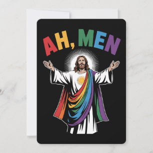 Convite Ah Men Engraçado Jesus LGBTQ Orgulho gay Rainbow