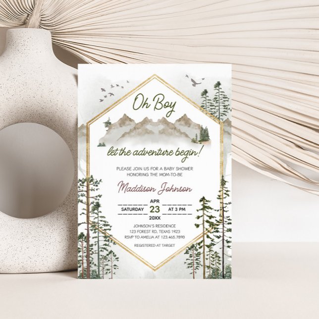 Convite Ah Menino Que a Aventura Comece Chuveiro de Bebê (Let the Adventure Begin Baby Shower Invitation)