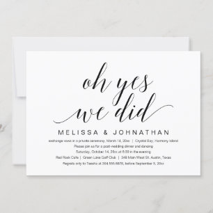 Convite Ah Sim, Nós Fizemos, Festa de Casamento às Escondi