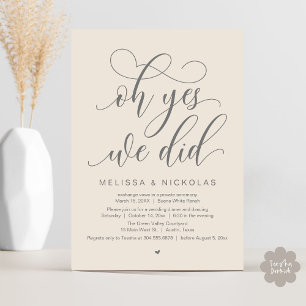Convite Ah Sim, Nós Fizemos, Festa de Casamento Romântico