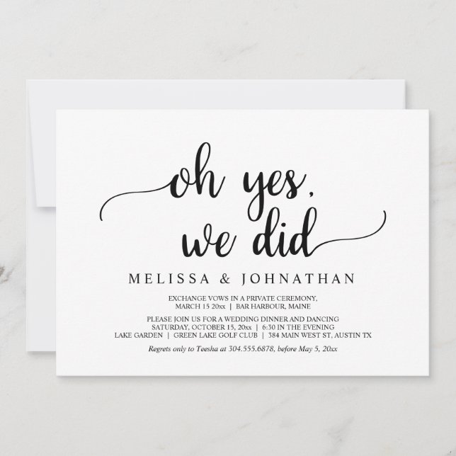 Convite Ah Sim, Nós Fizemos, Festa de Casamento Rústico e  (Frente)