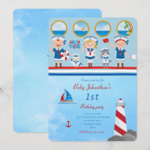 Ahoy Ali Red Blue Sailors Boat leve