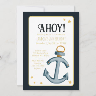 Convite Ahoy Azul Marinho Náutico Ahoy Ahoth Ahoth Ahoth
