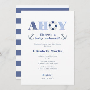 Convite Ahoy Baby No Conselho Do Chá de fraldas Náutico