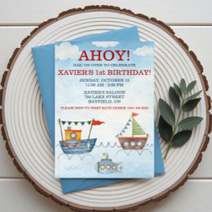 Convite AHOY! Barcos Náuticos e Festa de Aniversário Subma