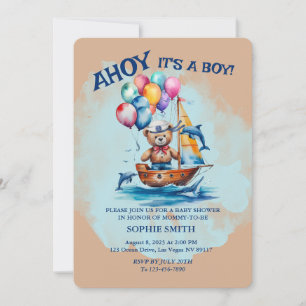 Convite Ahoy É Um Chá de fraldas De Tema Náutico Rapaz