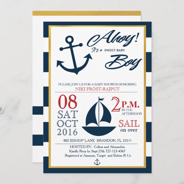 Convite Ahoy!é um garoto! (Frente/Verso)