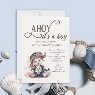 Convite Ahoy é um menino Chá de Bebê Pirata