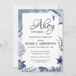 Convite Ahoy, é um menino debaixo do oceano, bebezinho de