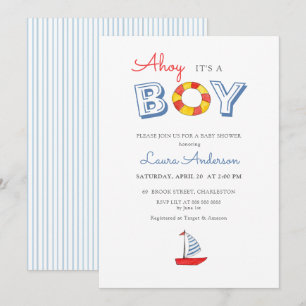 Convite Ahoy É um Menino lindo barco de vela Menino Chás d
