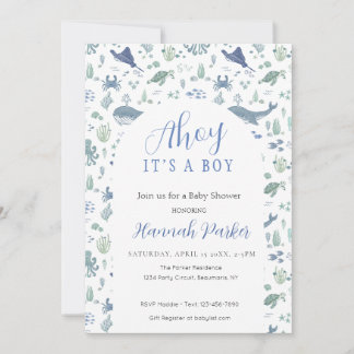 Convite Ahoy it's a Boy Baby Shower Invitation