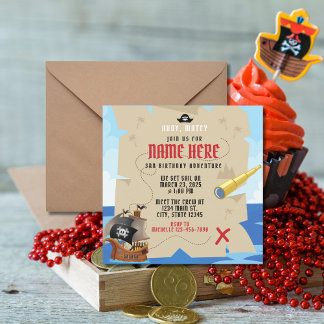 Convite Ahoy Matey, Ahoy Ahoy, tesouro de navio pirata