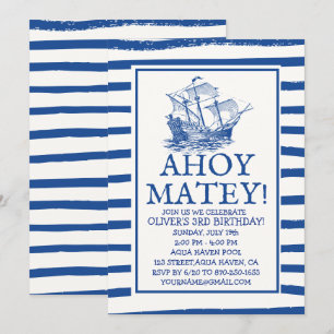 Convite Ahoy Matey! Aniversário do Navio Pirata Negro