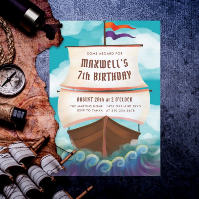 Convite Ahoy Matey Pirate Festa de aniversário (Criador carregado)