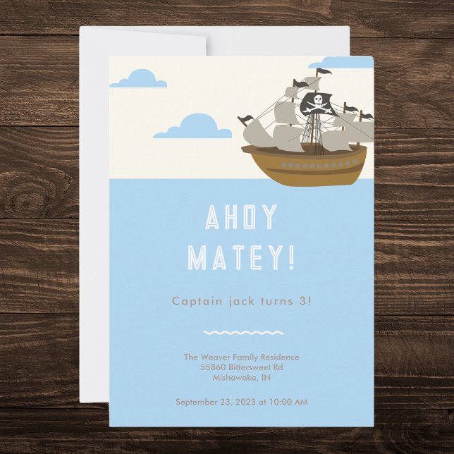 Convite Ahoy Matey Pirate Themed Birthday (Criador carregado)