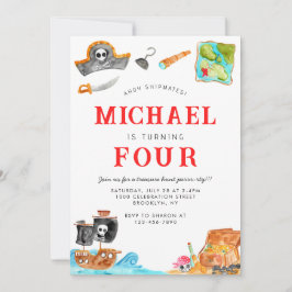 Convite Ahoy Shipmates Treasure Hunt Navio Pirata Aniversá