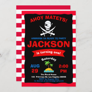 Convite Ahoy Treasure Map Pirate Ocean Voyage Boy Ahoth