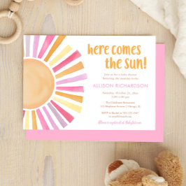 Convite Aí vem o chá de fraldas da menina do Sol Boho