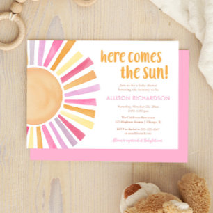 Convite Aí vem o chá de fraldas da menina do Sol Boho