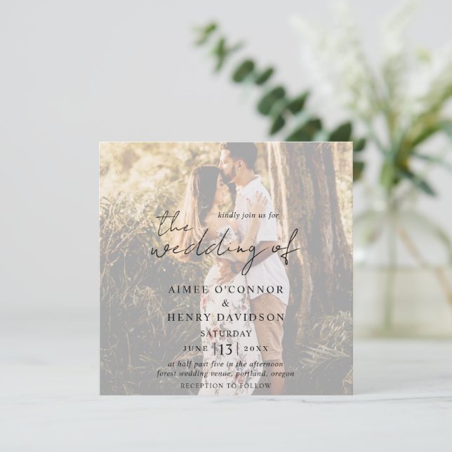 Convite Aimee Rustic Script Modern Wedding (Em pé/Frente)
