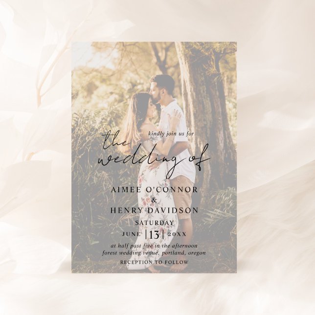 Convite Aimee Rustic Script Modern Wedding (Criador carregado)