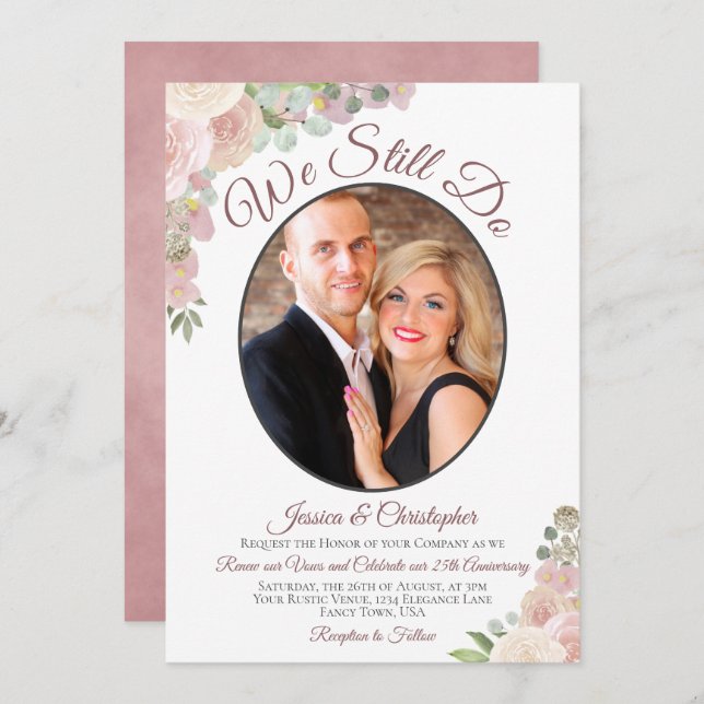 Convite Ainda Fazemos A Renovação De Velas Floral E Fotogr (Frente/Verso)