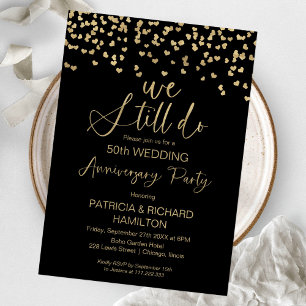 Convite Ainda Fazemos Aniversário de Casamento Black Gold