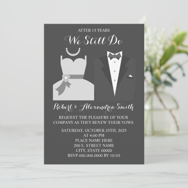 Convite Ainda Fazemos Renovação De Aniversário De Casament (Em pé/Frente)