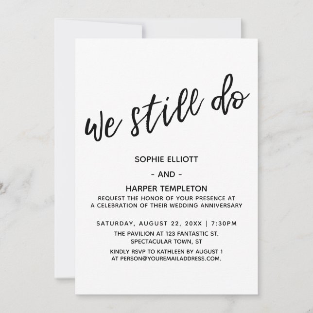 Convite Ainda Fazemos Simples Escrita Moderna de Aniversár (Frente)