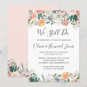 Convite Ainda Fazemos Vow Renewant Elegant Garden Rosa Flo