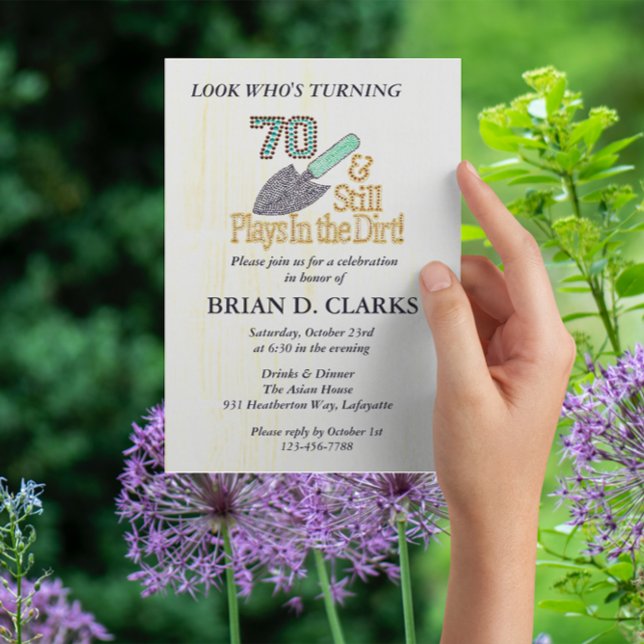 Convite Ainda joga na Festa de aniversário de 70 de jardin (Criador carregado)