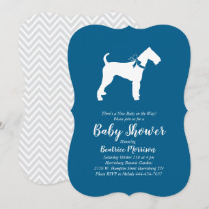 Convite Airedale Terrier Cachorro Chá de fraldas Blue Boy
