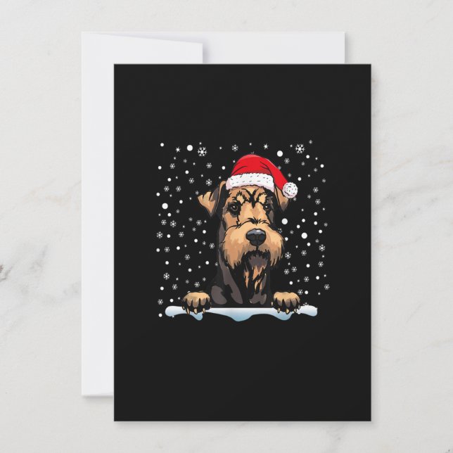 Convite Airedale Terrier Cachorro Natal Matando Papai Noel (Frente)