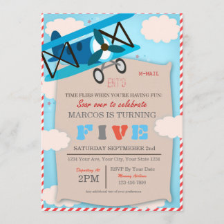 Convite Airplane Birthday Invitation for Pilot Boy