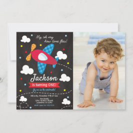 Convite Airplane Birthday Photo Invitation | Time Files