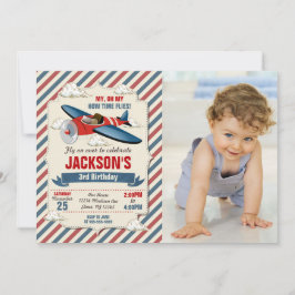 Convite Airplane Birthday Photo Invitation | Time Flies