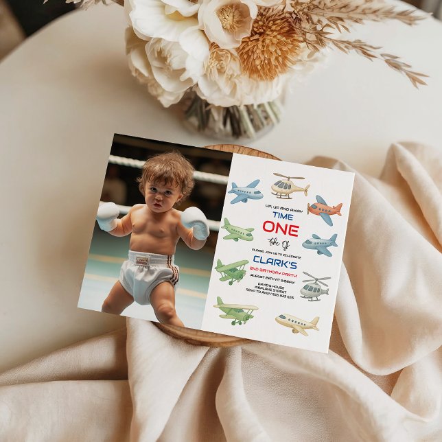 Convite Airplane Boy 1st Birthday | Fun Sky Theme Party (Criador carregado)
