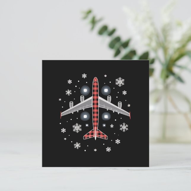 Convite Airplane Plaid Christmas Pilot (Em pé/Frente)