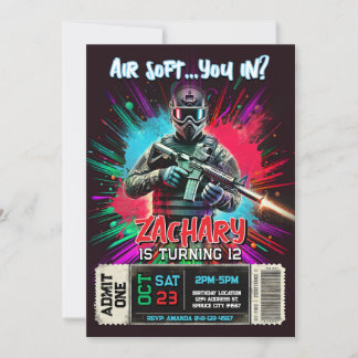 Convite Airsoft Birthday Invitation | Action-Packed Invite